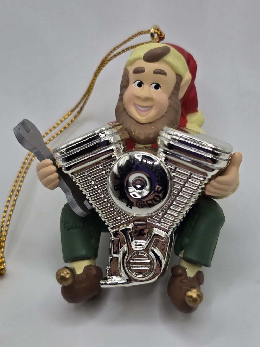 HARLEY DAVIDSON CAVANAGH CHRISTMAS ORNAMENT ELF W/TWIN MOTOR & WRENCH